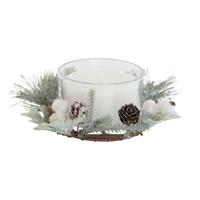 Kaars DKD Home Decor Wit Kerstmis 15 x 15 x 5.5 cm 13 x 13 x 5,5 cm - thumbnail