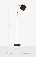 Moderne Vloerlamp - 20/20/120cm - Zwart metalen Staande Leeslamp met Zwarte Stoffen Lampenkap - Inclusief LED E27 Lichtbron 9W 470Lm - Met schakelaar - voor woonkamer en Slaapkamer - thumbnail