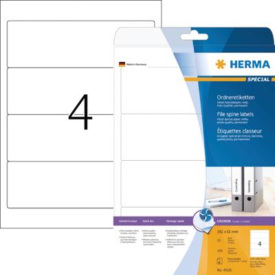 Herma Ordneretiketten 5095 61 x 192 mm Papier Wit Permanent hechtend 100 stuk(s) Herma Ordneretiketten 5095 61 x 192 mm Papier Wit Permanent hechtend 100 stuk(s)