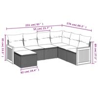 8-delige Loungeset met kussens poly rattan zwart - thumbnail