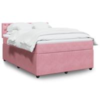 Boxspring met matras fluweel roze 160x200 cm - thumbnail