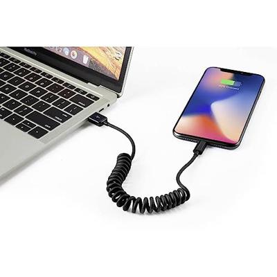 Renkforce USB-kabel USB 2.0 USB-A stekker, Apple Lightning stekker 0.95 m Zwart Spiraalkabel RF4087422 - thumbnail