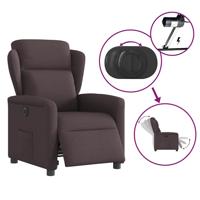 Fauteuil verstelbaar elektrisch stof donkerbruin - thumbnail