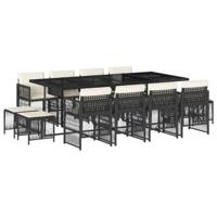 13-delige Tuinset met kussens poly rattan zwart - thumbnail