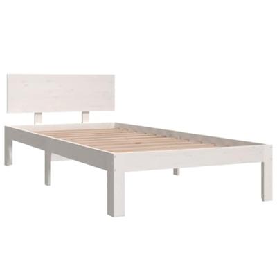 Bedframe massief grenenhout wit 90x200 cm