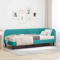 Hoekbedframe met matras Turquoise 80 x 200 cm Fluweel - thumbnail