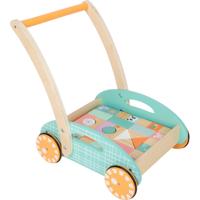 Small Foot houten baby loopwagen met blokken pastel, 35dlg. - thumbnail