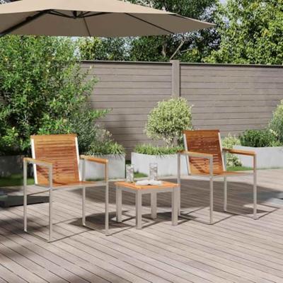 Ligstoel 3-persoon 3 pcs Bruin 200 x 60 x 88cm Massief teakhout