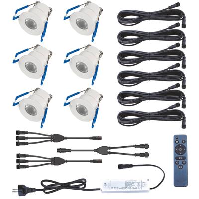 LED Veranda Spot Complete Set - Velvalux - 6 Stuks - 3W - Natuurlijk Wit 4000K - Dimbaar - Waterdicht IP65 - Inbouw - Rond - Mat Wit - Aluminium - 12V