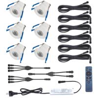 LED Veranda Spot Complete Set - Velvalux - 6 Stuks - 3W - Natuurlijk Wit 4000K - Dimbaar - Waterdicht IP65 - Inbouw - Rond - Mat Wit - Aluminium - 12V - thumbnail