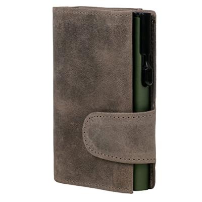 Juscha JU-964306 Pasjeshouder Clicksafe RFID Jachtleer Gri/gro 8 Pasjes Met Opbergvak Voor Muntgeld