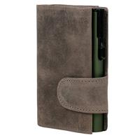 Juscha JU-964306 Pasjeshouder Clicksafe RFID Jachtleer Gri/gro 8 Pasjes Met Opbergvak Voor Muntgeld - thumbnail