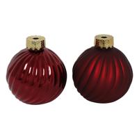 Kerstbal vaas Stripe rood glas Ø10cm - thumbnail