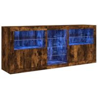 Dressoir met LED-verlichting 162x37x67 cm bruin eiken - thumbnail