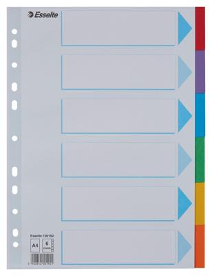 Tabbladen esselte stand a4 6dlg karton 11r ass | 20 stuks