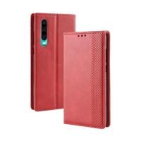 Magnetische gesp retro Crazy Horse textuur horizontale Flip lederen case voor Huawei P30 met houder & card slots & fotolijst (rood) - thumbnail