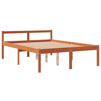 Seniorenbed 135x190 cm massief grenenhout wasbruin