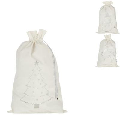 J-Line cadeautasje kerst velvet wit 7.5 cm 3 assorti | 60 stuks