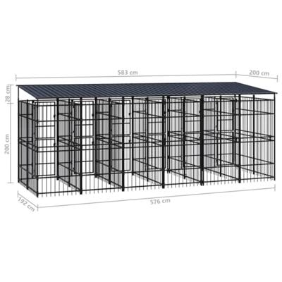 Hondenkennel met dak 11,06 m² staal