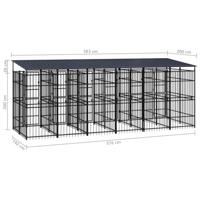 Hondenkennel met dak 11,06 m² staal - thumbnail