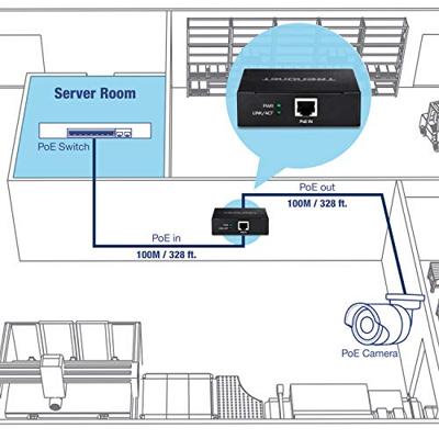 TRENDnet TPE-E100 Gigabit PoE+ Extender/versterker, eenvoudige poort PoE, power over ethernet, verlengt 100 m tot een totale afstand van maximaal 200 m (656 ft.)