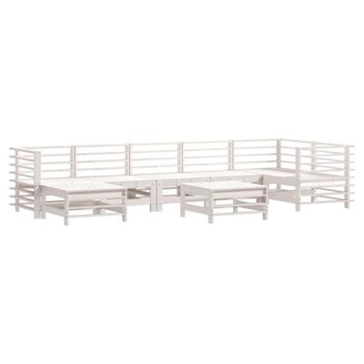 8-delige Loungeset met kussens massief hout wit