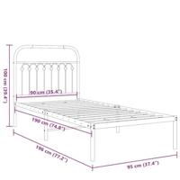 Bedframe met hoofdbord metaal wit 90x190 cm - thumbnail