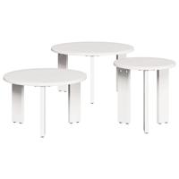 Salontafel 3 pcs Wit 47.5 x 47.5 x 27 cm Massief grenenhout - thumbnail