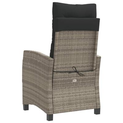 Tuinstoelen 2 st verstelbaar met kussens poly rattan grijs - thumbnail