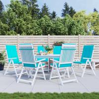 Stoelkussens hoge rugleuning 6 st stof turquoise - thumbnail