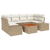 Tuinbankenset met opslag 7 pcs Beige en Crème poly rattan - thumbnail