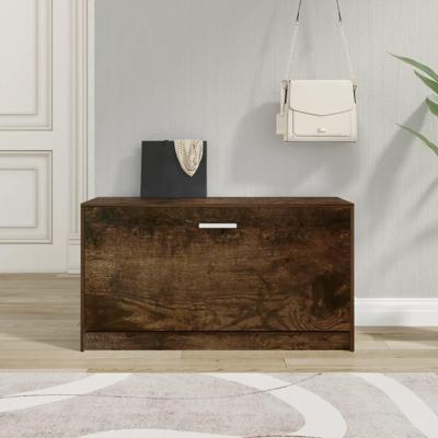 VidaXL Schoenenbank 80x24x45 cm bewerkt hout gerookt eiken VidaXL Schoenenbank 80x24x45 cm bewerkt hout gerookt eiken