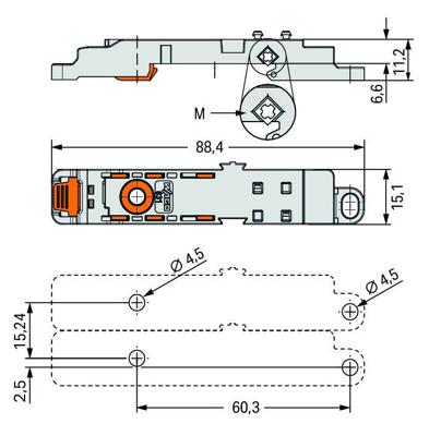 Montageadapter voor TS 35, oppervlakmontage, rastermaat 7,62 mm, lichtgrijs 831-1038 WAGO Inhoud: 1 stuk(s)
