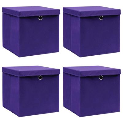 Opbergboxen met deksel 4 st 28x28x28 cm paars Opbergboxen met deksel 4 st 28x28x28 cm paars