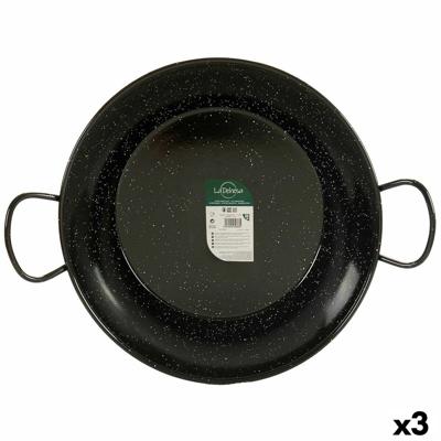Paella Pan La Dehesa Zwart Geëmailleerd Staal Ø 45 cm 46 x 13,5 x 58 cm 58 x 13,5 x 46 cm (3 Stuks)