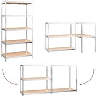 Opbergrek 5-laags staal en bewerkt hout zilverkleurig - thumbnail