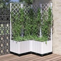 VidaXL Plantenbak met latwerk 80x80x136 cm polypropeen wit - thumbnail