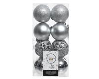 Kerstbal kunststof mix zilver 16 delig - thumbnail