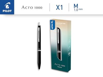 Pilot balpen Acro 1000, medium punt, in giftbox, zwart
