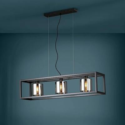 Eglo Hanglamp Brisling staal zwart /glas gestoomd zwart-transparant