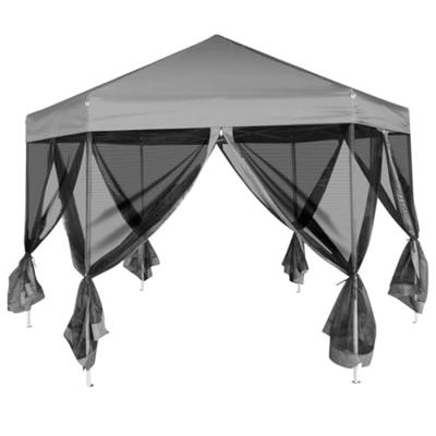 Partytent pop-up zeshoekig met 6 zijwanden 3,6x3,1 m grijs - thumbnail