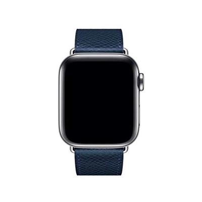 Lederen bandje - Donkerblauw - Geschikt voor Apple Watch 44mm / 45mm / 46mm / 49mm