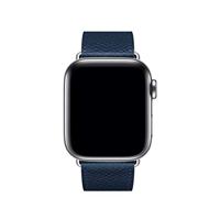 Lederen bandje - Donkerblauw - Geschikt voor Apple Watch 44mm / 45mm / 46mm / 49mm - thumbnail