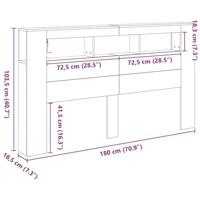 LED Hoofdbord Zwart eiken 180 x 18.5 x 103.5 cm Bewerkt hout - thumbnail