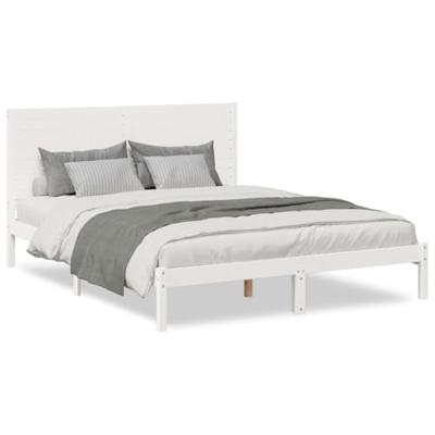Bedframe extra lang zonder matras massief hout wit 140x220 cm