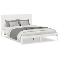 Bedframe extra lang zonder matras massief hout wit 140x220 cm - thumbnail