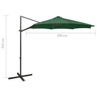 Zweefparasol met paal en LED-verlichting 300 cm groen - thumbnail