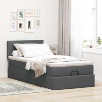 Ottoman bed met matras en LED's 100x200cm stof donkergrijs - thumbnail