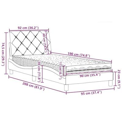 Bed met matras stof taupe 90x190 cm