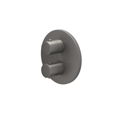 Afbouwdeel IVY Bond Inbouwthermostaat 3-weg Met Rond Rozet Geborsteld Metal Black PVD IVY